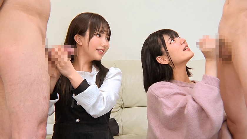 仲良し女子大生が制限時間以内におちんちん2本同時に射精させないと出られない密室からの脱出に挑戦！心と手を合わせてシンクロ手コキで男をイカせろ！失敗したらその場でデカチン即ハメ連続中出し！の作品イメージ