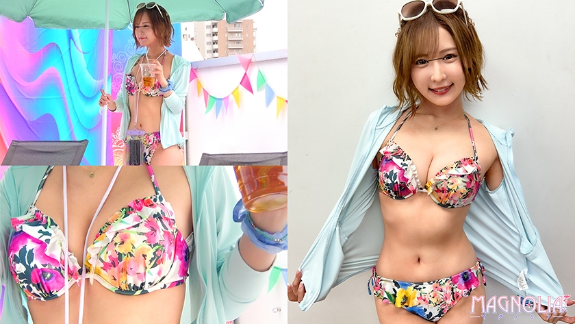 『恋人を求めて水着ギャルと一般男性がお互いに触れ合うオイルマッサージでどこまで発展するのか!?』白ギャルとイケメンがマッチングしてヌルヌル素股で擦り合い♪…生ハメに発展して中イキしながら彼氏のことを忘れて浮気中出し☆【街角素人モニタリング♯なるみ】 画像1