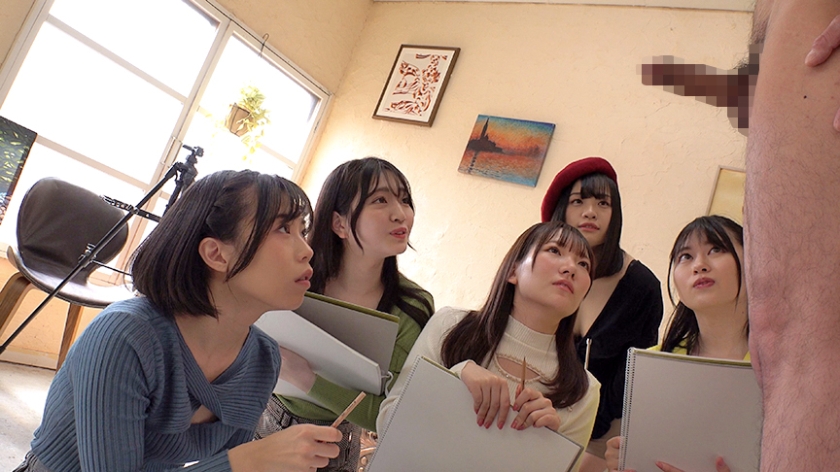 写生に夢中!?美人揃いのデッサン教室にバイトへ行ったら、まさかのヌードモデル!?アソコをじぃ~~っと観察されてるうちに勃起してるのがバレてしまい、射精させられてしまうボク 画像2
