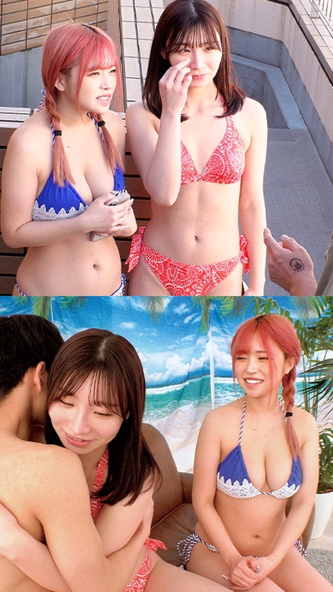湘南の海で眩しく輝いているW水着ギャルにデカチン童貞君をプレゼント!? ヤバっマジで大きい( ゚Д゚) ウブなデカマラにサマーガールもエチエチ発情wwスケベに優しくSEX教えながら「ヤッてみる?」そのまま逆3Pハーレム状態で生ハメ筆おろし!ドクドク中出しFESTIVAL かほ&うみ にいな&りか 画像8