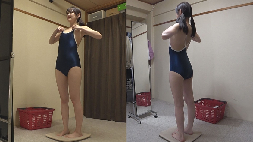 249OKS-196 松山みなみ 濡れてテカってピッタリ密着 神スク水 可愛い女子のスクール水着姿をじっとりと堪能!着替え撮影から始まり貧乳から巨乳にパイパン、ハミ毛、ジョリワキ等のフェチ接写やローションソーププレイやスク水ぶっかけ等を完全着衣で楽しむAV サンプル画像2