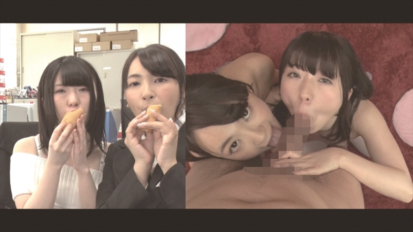 普段の顔とチ○ポ咥えた表情を【2画面】並べて楽しむ見比べフェラチオ OL編_4