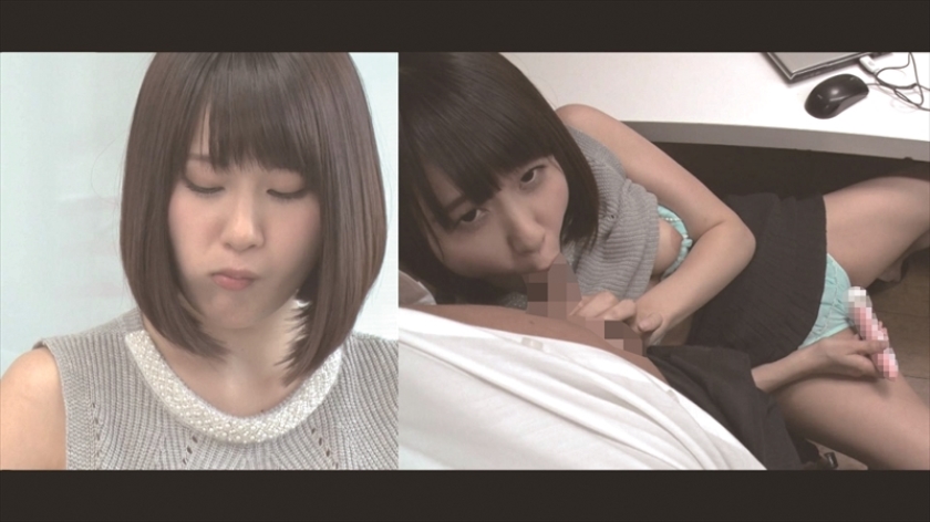 普段の顔とチ○ポ咥えた表情を【2画面】並べて楽しむ見比べフェラチオ OL編_5